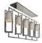 Nickel Finish 5 Light Long Chandelier With Stainless Steel Frame